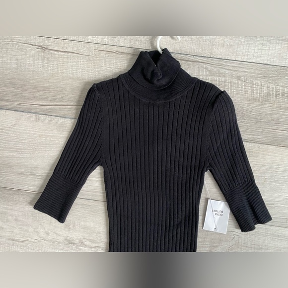 Long Black Turtle Neck 3/4 Sleeve Dress - Picture 2 of 12